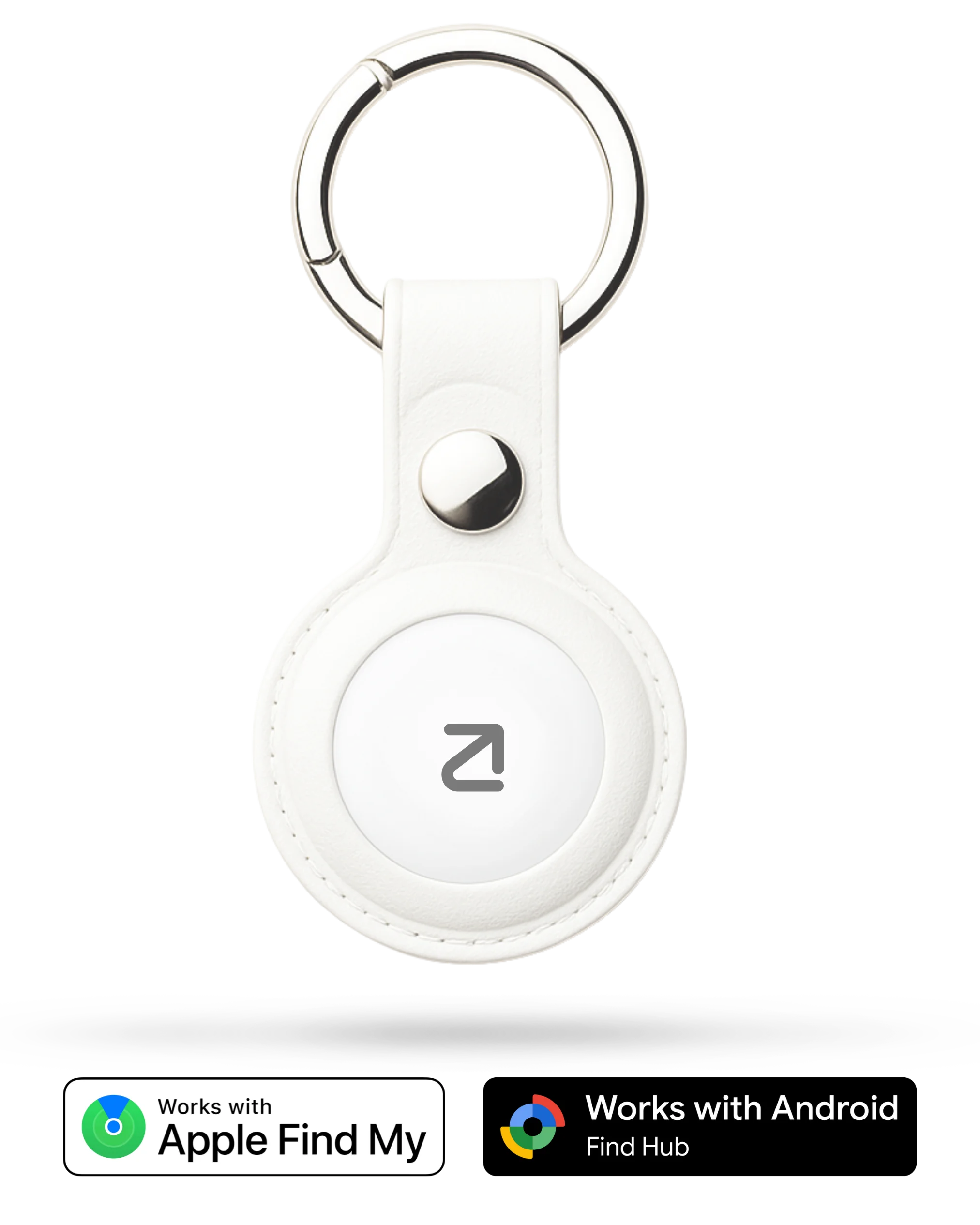 1 stuk Trag Tag - Apple & Android + Sleutelhanger Wit - Trag