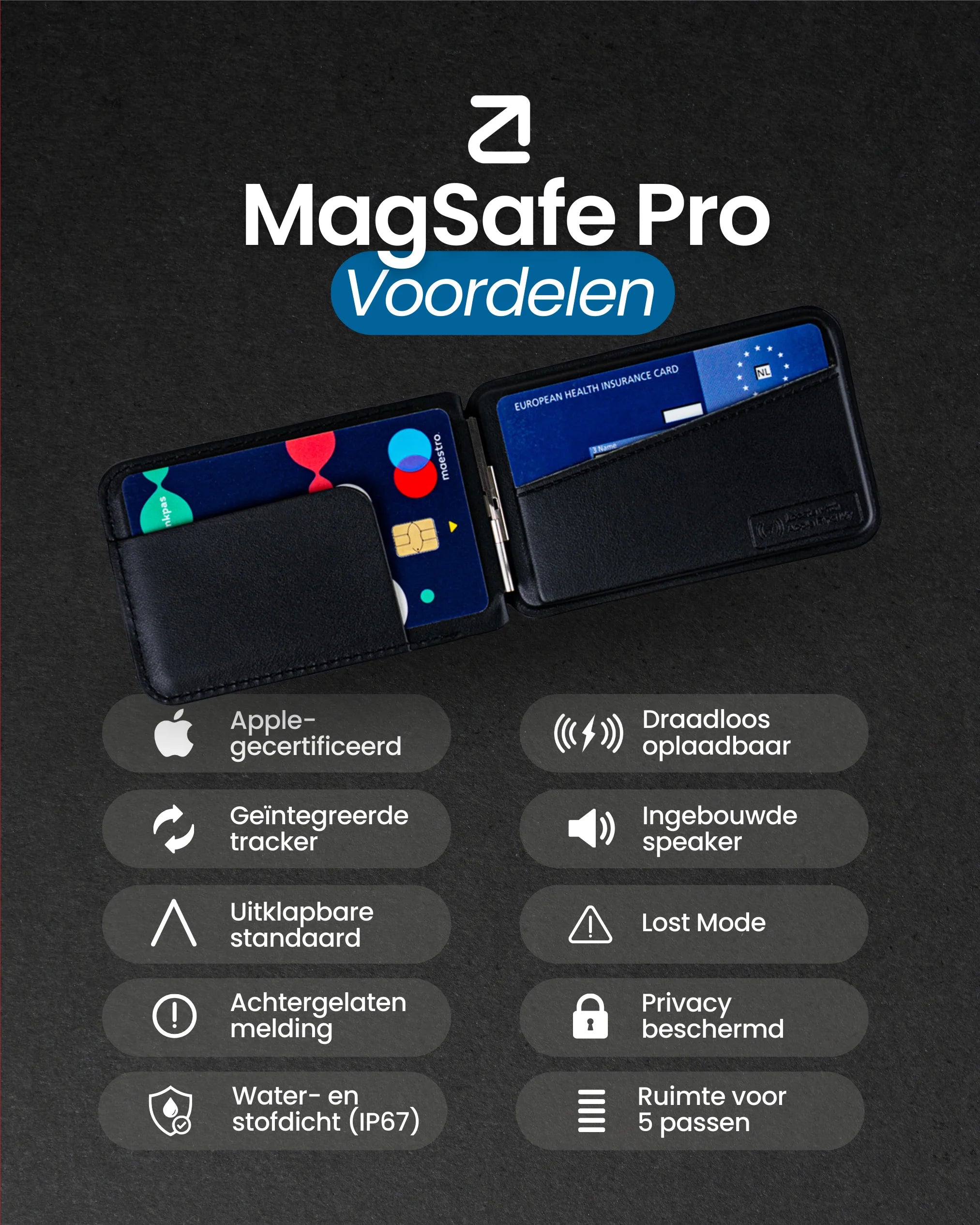 MagSafe Wallet Large - Apple Find My - Trag - traceerbare portemonnee met vele voordelen 