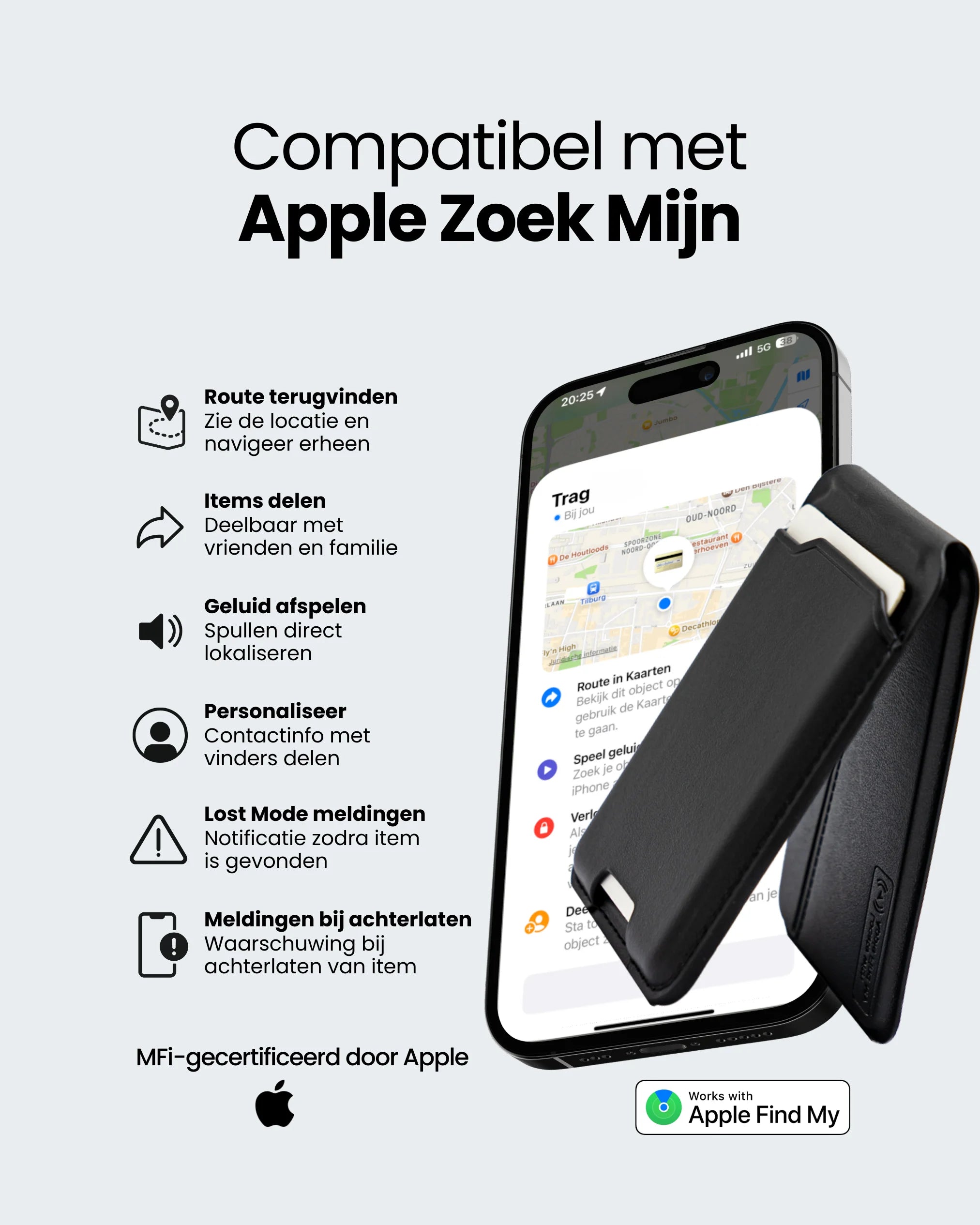 MagSafe Wallet Large - Apple Find My - Trag - traceerbare portemonnee die werkt op het Apple Zoek Mijn netwerk
