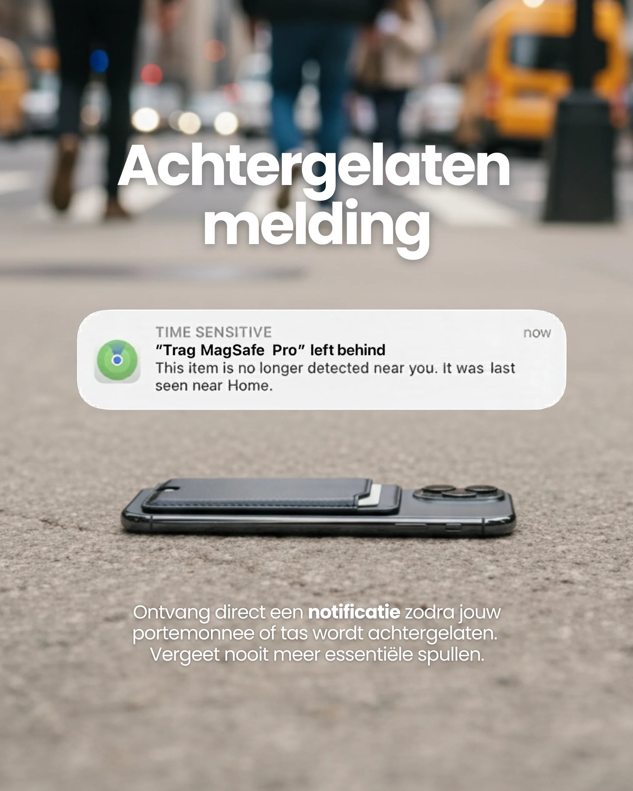 Trag MagSafe Wallet - Apple Find My- traceerbare pasjeshouder die achtergelaten meldingen geeft via Apple Zoek Mijn netwerk