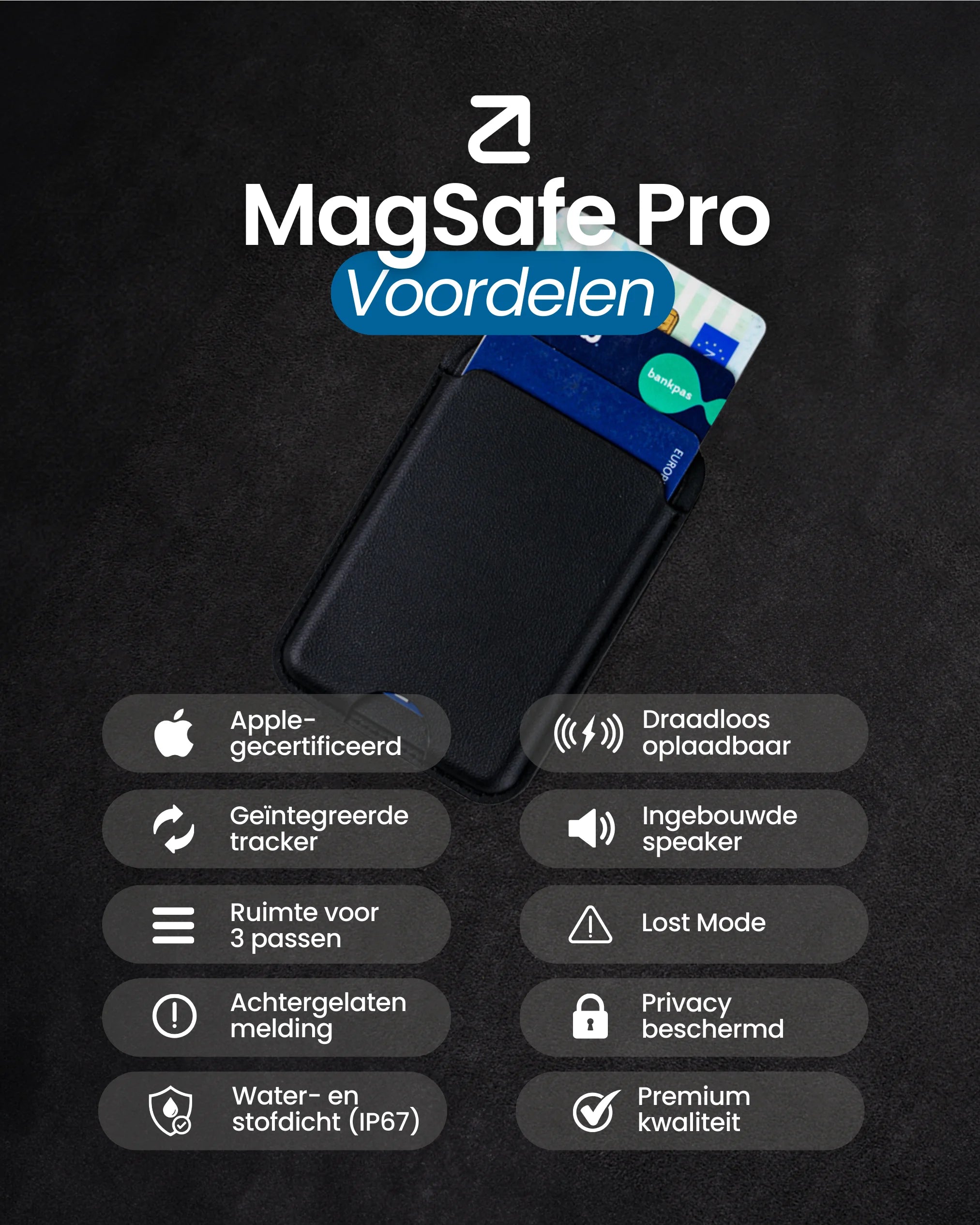MagSafe Wallet Small - Apple Find My - Trag - traceerbare portemonnee met vele voordelen 