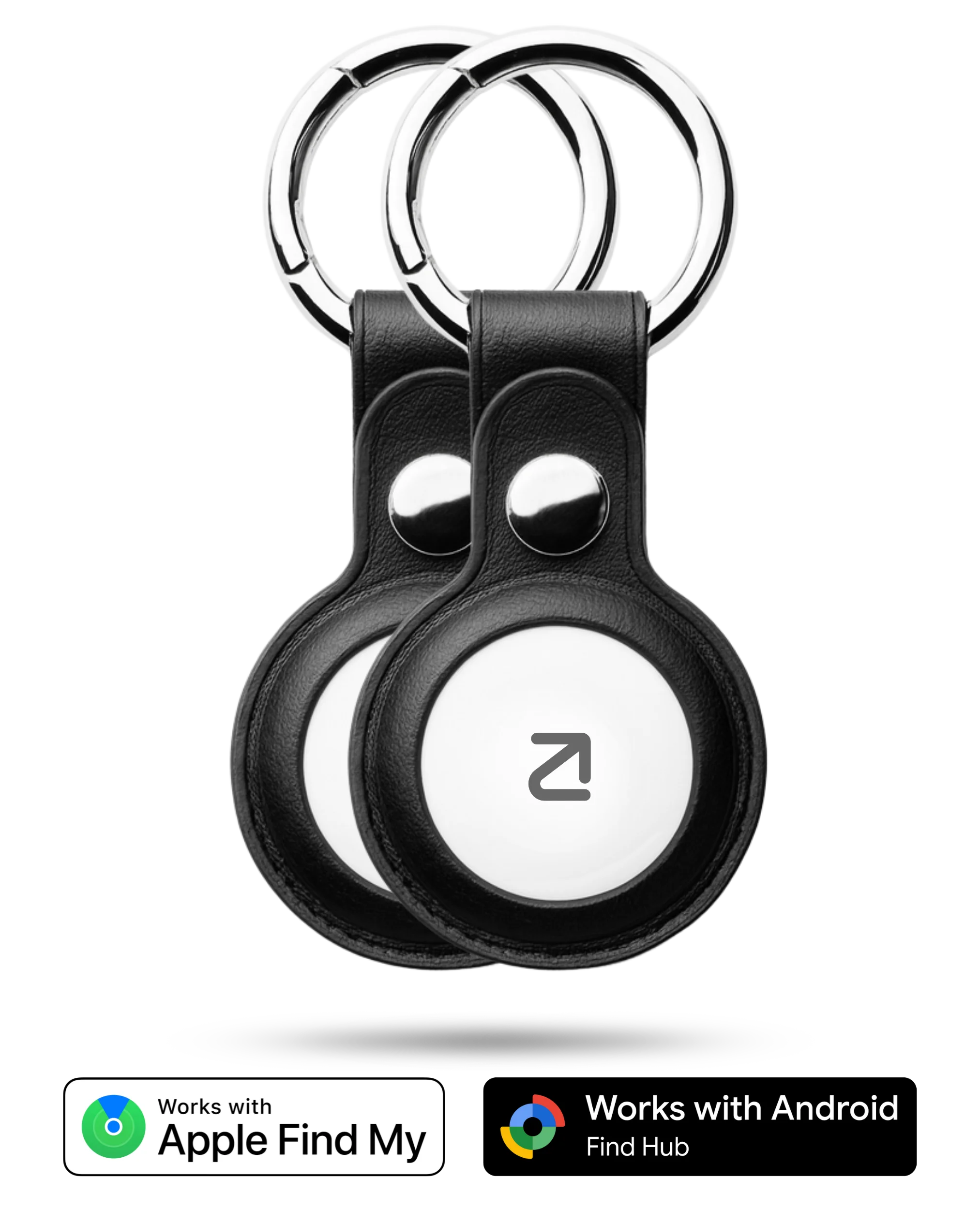 2 stuks Trag Tag - Apple & Android + Sleutelhanger zwart - Trag