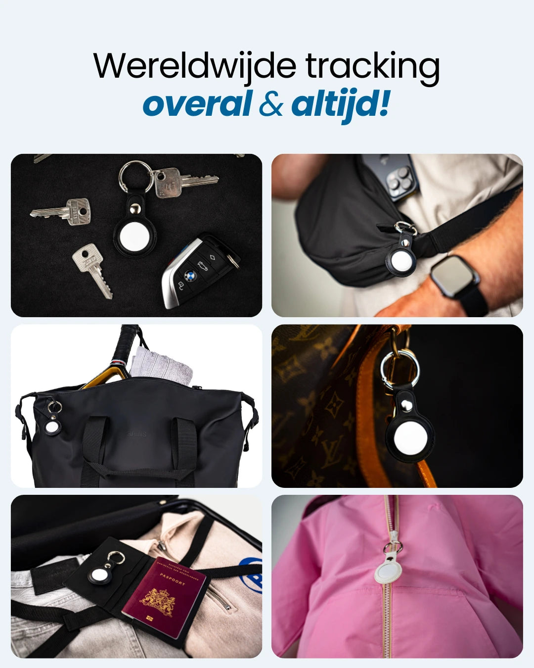 Trag Tag - Apple & Android + Sleutelhanger zwart