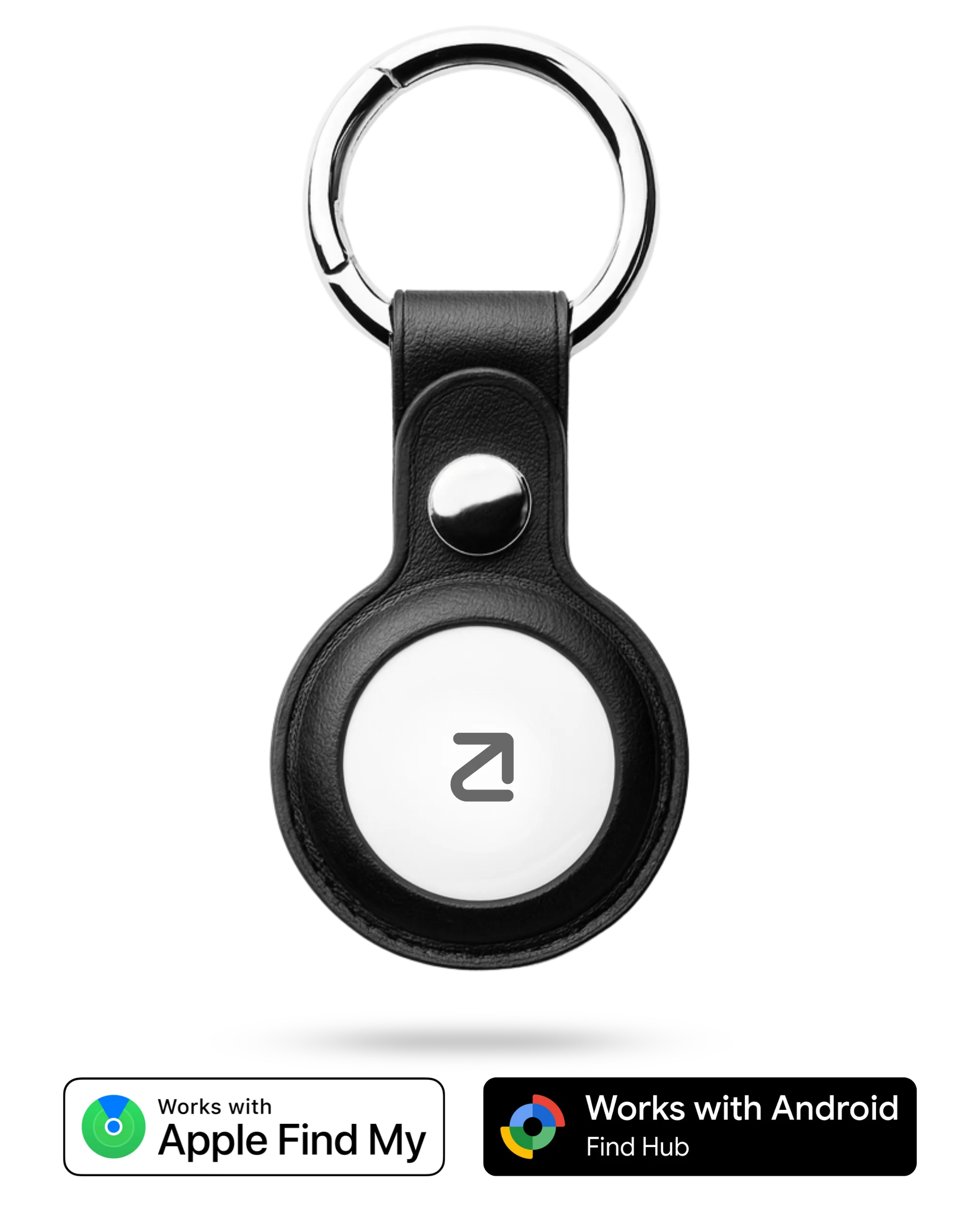 1 stuk Trag Tag - Apple & Android + Sleutelhanger zwart - Trag