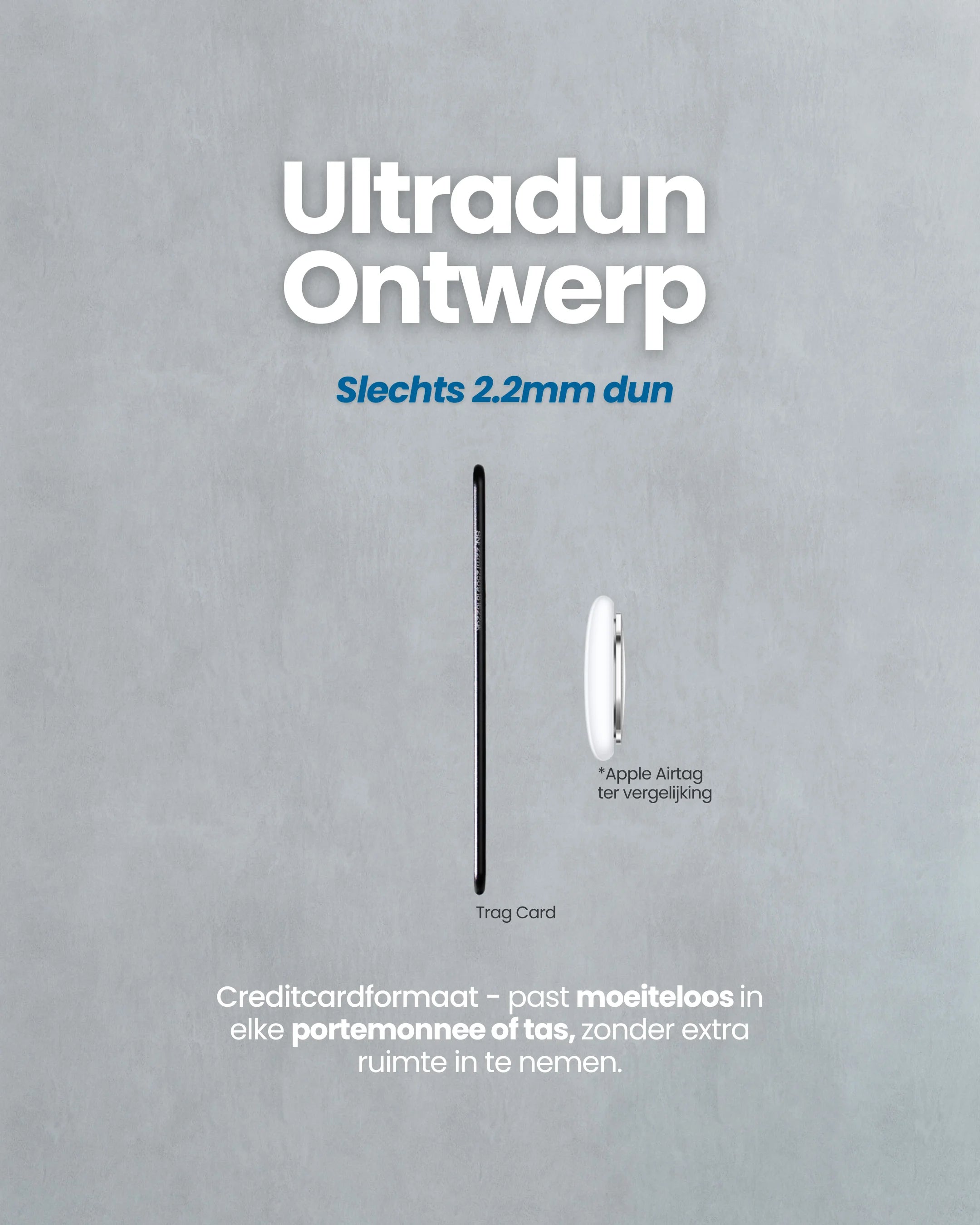 Trag Card - Apple Wallet Tracker - Trag - Ultradun ontwerp - Slechts 2.2mm dun